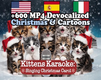 600+ Devocalized MP4 Videos for Karaoke: CHRISTMAS, TV Themes, Cartoons - English, Spanish, Italian [B12]