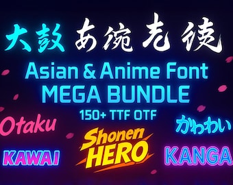 150+ Editable Asian & Anime Fonts | TTF OTF Font Pack for Cricut, Canva, Procreate - Digital Creators