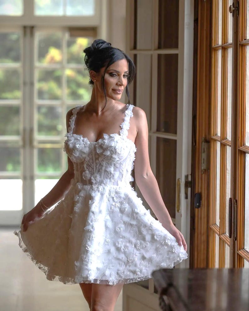 Floral Lace Bridal Mini Wedding Dress Ottava main image 0