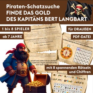 Pirate outdoor treasure shoes / Captain Bert Longbeard&#39;s gold / scavenger hunt for children ages 7 and up / treasure hunt in the garden
