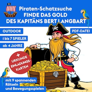 Find Captain Bert Longbeard&#39;s Gold / Pirate Treasure Hunt for children ages 4 and up / Outdoor Treasure Hunt for the garden or park