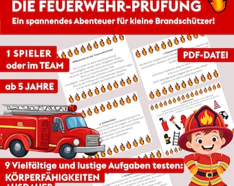 Feuerwehrschule – Ein interaktives Outdoor-Spiel für Kinder ab 5 Jahren / Feuerwehr Spiel / Schnitzeljagd Feuerwehr / Feuerwehrhelden