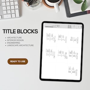 Moderne Architektonische Titelblöcke. Autocad bearbeitbarer Titelblock für Innenarchitekten, Architekten, Landschaftsarchitekten und Ingenieure.