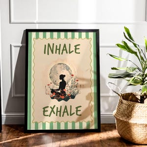 Inhale Exhale Yoga Art Print, Boho Meditation Poster