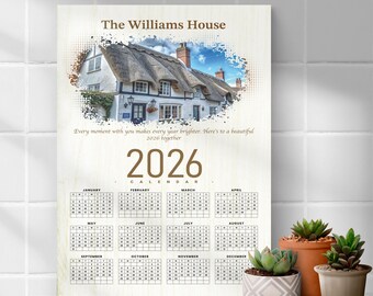 Personalised Wood 2026 Photo Calendar | Custom Family Couple Pet Wall Art