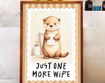 Otter Bathroom Wall Art For Funny Kids Bath Room Just One More Wife, Animal Illustration - Playful Nursery Bathroom Download