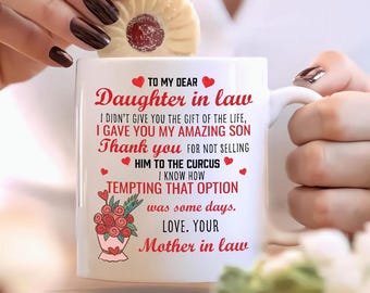 Heartfelt Daughter-in-Law Coffee Mug, Personalised Gift for Christmas Mother's Day Birthday, Family Appreciation Keepsake, Coffee Lover Gift