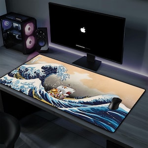 Japanese Great Wave Desk Mat,  Art Desk Mat, Ocean Mouse pad, The Great Wave Off Kanagawa Desk Mat in 4 Sizes, Japanese Desk Mat