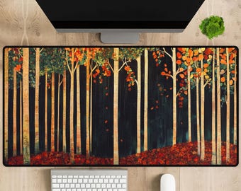 William Morris Autumn Forest Desk Mat, Vintage Arts & Crafts Style