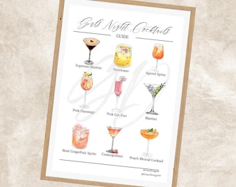 Girls Night Cocktails 1 | Signature Drink | Barkarte | Getränkekarte | Cocktailkarte | druckbare PDF | sofortiger Download