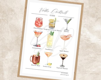 Vodka Cocktails 1 | Signature Drink | Barkarte | Getränkekarte | Cocktailkarte | druckbare PDF | sofortiger Download