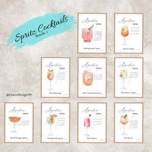 Spritz Cocktails Bundle 1 | Signature Drinks | Barkarte | Getränkekarte | Cocktailkarte | druckbare PDF | sofortiger Download