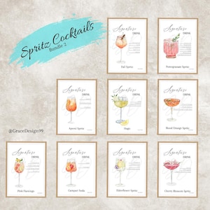 Spritz Cocktails Bundle 2 | Signature Drinks | Barkarte | Getränkekarte | Cocktailkarte | druckbare PDF | sofortiger Download