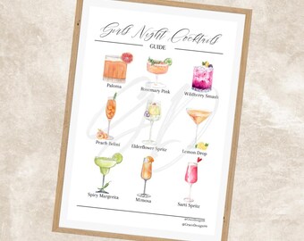 Girls Night Cocktails 2 | Signature Drink | Barkarte | Getränkekarte | Cocktailkarte | druckbare PDF | sofortiger Download