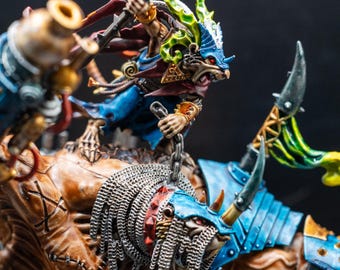 スケイヴン・ウォーロック・ボンバルディアの塗装済みミニチュアモデル