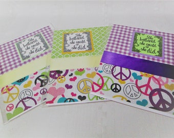 She believed she could, so she did. Set of three handmade greeting cards. Sleeping princess Cards