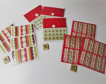 Sets of 3 Christmas Gift card holders, Three styles to pick from. Handmade layered paper. Acid free paper.