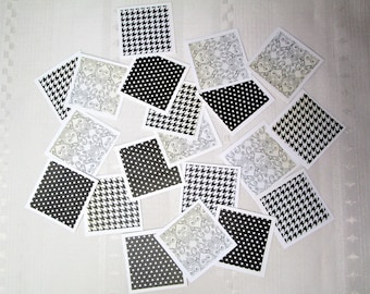 Set of 20 Black and White flat tags. 2" X 2". Gift tags, Scrapbook inserts.