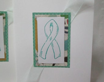 Cancer Awareness. Teal ribbon cards. Ovarian cancer Awareness Cards
