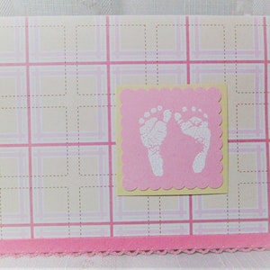 Baby shower card, #2647 New baby girl, pastel pink & yellow. welcome baby card. Expectant mother card.