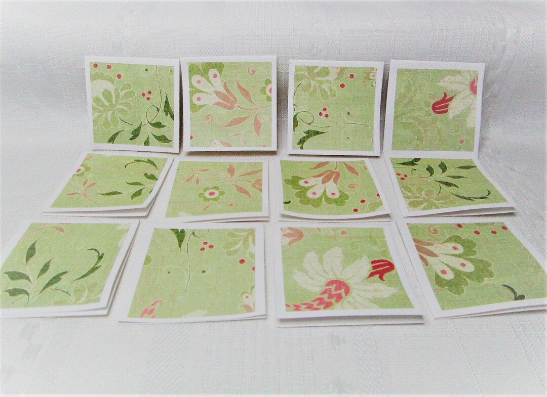 Set of 12 Mini Note Cards in Green, Gift Tags #9179 - Etsy