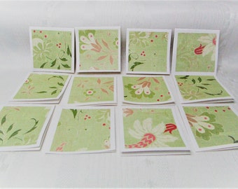 Set of 12 Mini Note Cards in green, gift tags