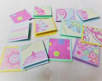 Set of 12 Mini Note Cards, gift tags. Handmade cards