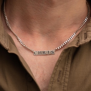 Name Necklace for Him, Curb Chain Men Necklace, Jewelry Gift for Him, Personalized Gift for Him, Boy Name Necklace, Birthday Gift for Him