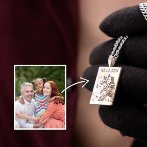 Memorial Photo Necklace for Him, Custom Engraved Pendant with Picture and Date, Personalized Loss of Loved One Keepsake Gift for Men