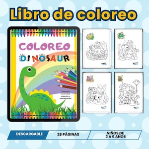 Cuaderno de coloreo ninos, dinosaurio PDF, PLR, Cuadernillo coloreo dinosaurio