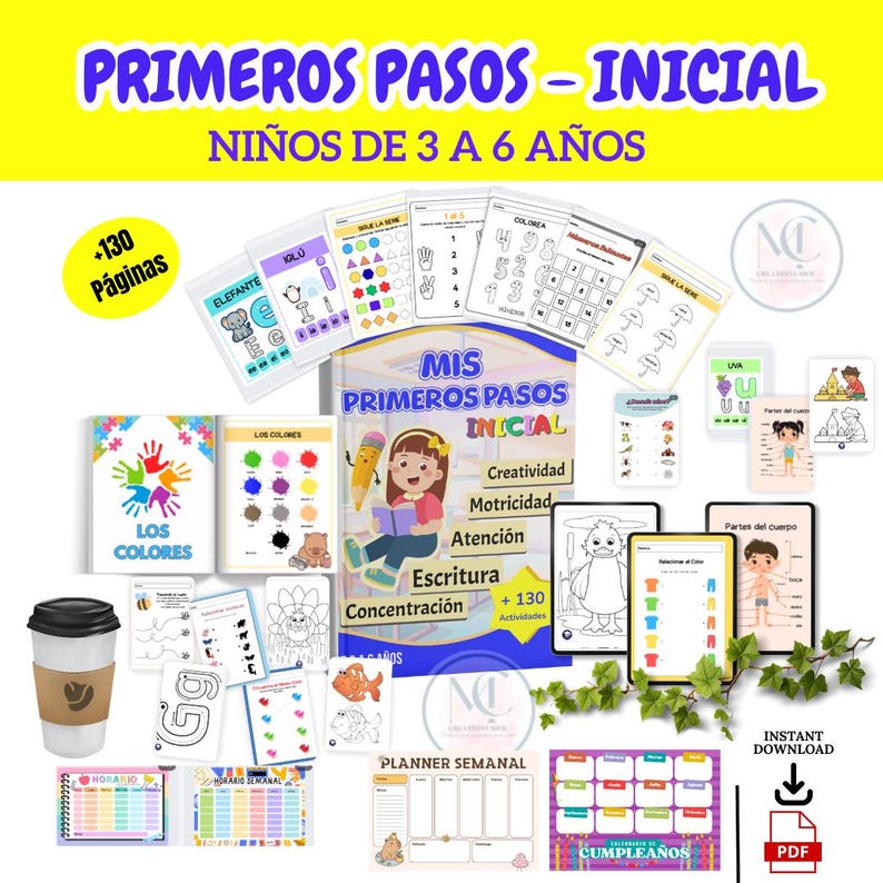 My First Steps | Activity Book for Children 3-6 Years Old | Motor Skills, Writing, and Attention | Printable PDF image 4