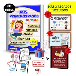 My First Steps | Activity Book for Children 3-6 Years Old | Motor Skills, Writing, and Attention | Printable PDF image 6
