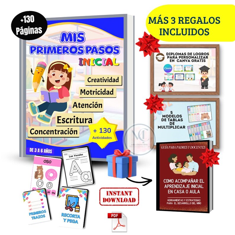 My First Steps | Activity Book for Children 3-6 Years Old | Motor Skills, Writing, and Attention | Printable PDF image 6