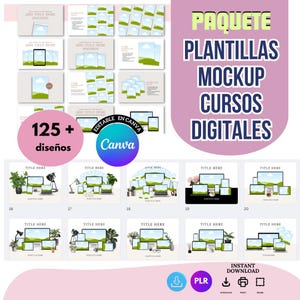 Maquetas plantillas mockup editable en canva, para Libros y Cursos Digitales | MRR/PLR | Kit Profesional para Vender Online, vender ebooks