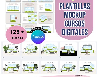 Bearbeitbare Canva-Mockup-Vorlagen für Bücher und digitale Kurse | MRR/PLR | Professionelles Kit für den Online-Verkauf von E-Books