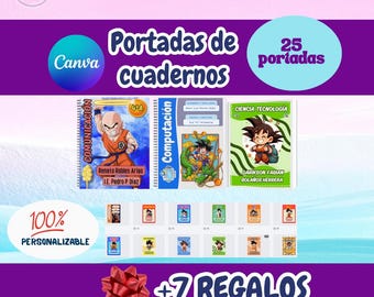 Editable School Notebook Covers with Canva | 25 Anime Theme Designs | Customizable School Kit + School Label/Printable Gifts