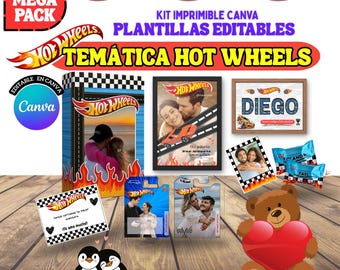 Mega Pack Hot Wheels DIY Box Molds, Frames, Blisters, Hot Wheels Card, + 3D Frames with Name – Editable in Canva + Canva Guide,