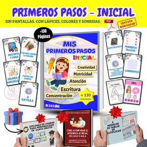 My First Steps | Activity Book for Children 3-6 Years Old | Motor Skills, Writing, and Attention | Printable PDF image 1