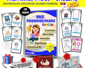 My First Steps | Activity Book for Children 3-6 Years Old | Motor Skills, Writing, and Attention | Printable PDF