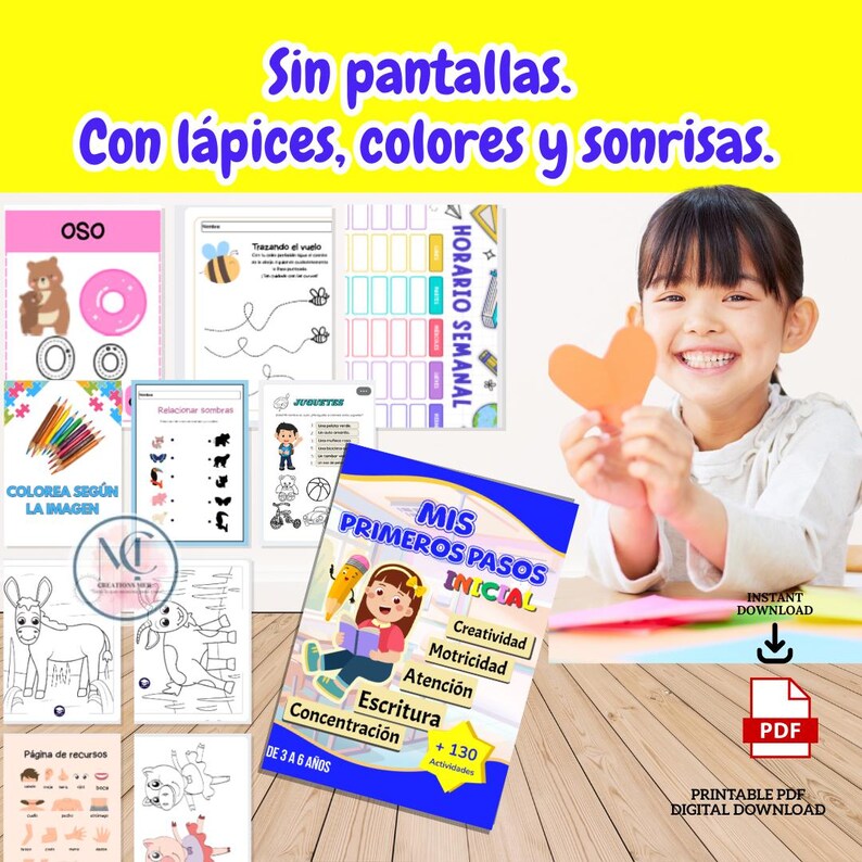 My First Steps | Activity Book for Children 3-6 Years Old | Motor Skills, Writing, and Attention | Printable PDF image 3