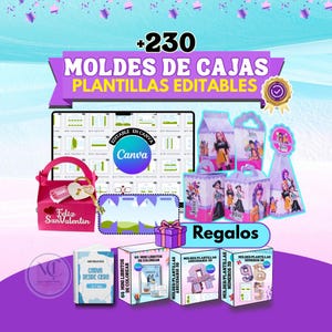 230+ Plantillas de Cajas para Fiestas Editables en Canva | Moldes de Cajas para Dulces, Regalos y Cumpleaños+ 4 Bonos Regalos Personalizados