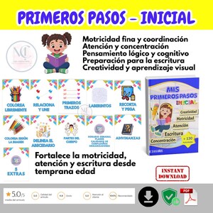 My First Steps | Activity Book for Children 3-6 Years Old | Motor Skills, Writing, and Attention | Printable PDF image 2