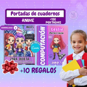 Trendy School Notebook Covers | +150 Editable Designs in Canva for Girls | Printable School Kit +10 Gifts