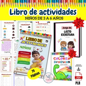 Libro Actividades para Niños de 3 a 6 Años PDF Imprimible |70 Páginas Educativas Preescolar | Juegos de Aprendizaje en Casa | Descarga Insta