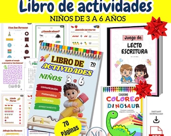 Activity Book for Children Ages 3-6 (Printable PDF) | 70 Educational Pages for Preschool | Learning Games at Home | Insta Download
