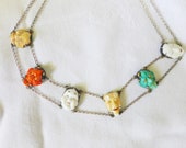 Japanese Toshikane Necklace Noh Masks Silver Porcelain