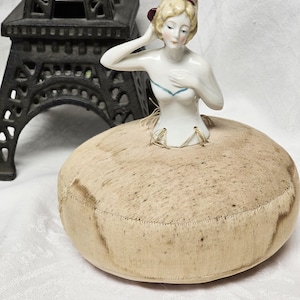 Germany Half Doll with Pincushion Base Germany 6348 Lovely 1900&#39;s