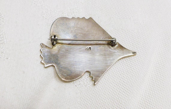 Sterling Silver Fish Brooch Orange Blue Black Ver… - image 3