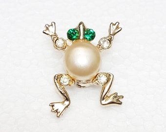 Absolutely Adorable Frog Brooch Jelly Belly Midcentury Rhinestones