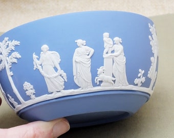 Wedgwood Jasperware Light Blue Deep Bowl 1975 Gods Goddesses Cherubs Rare HTF